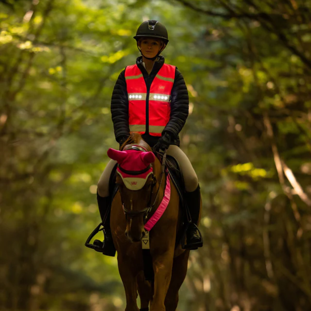 Woof Wear Junior LED Hi Vis Riding Vest - Hi Viz Pink