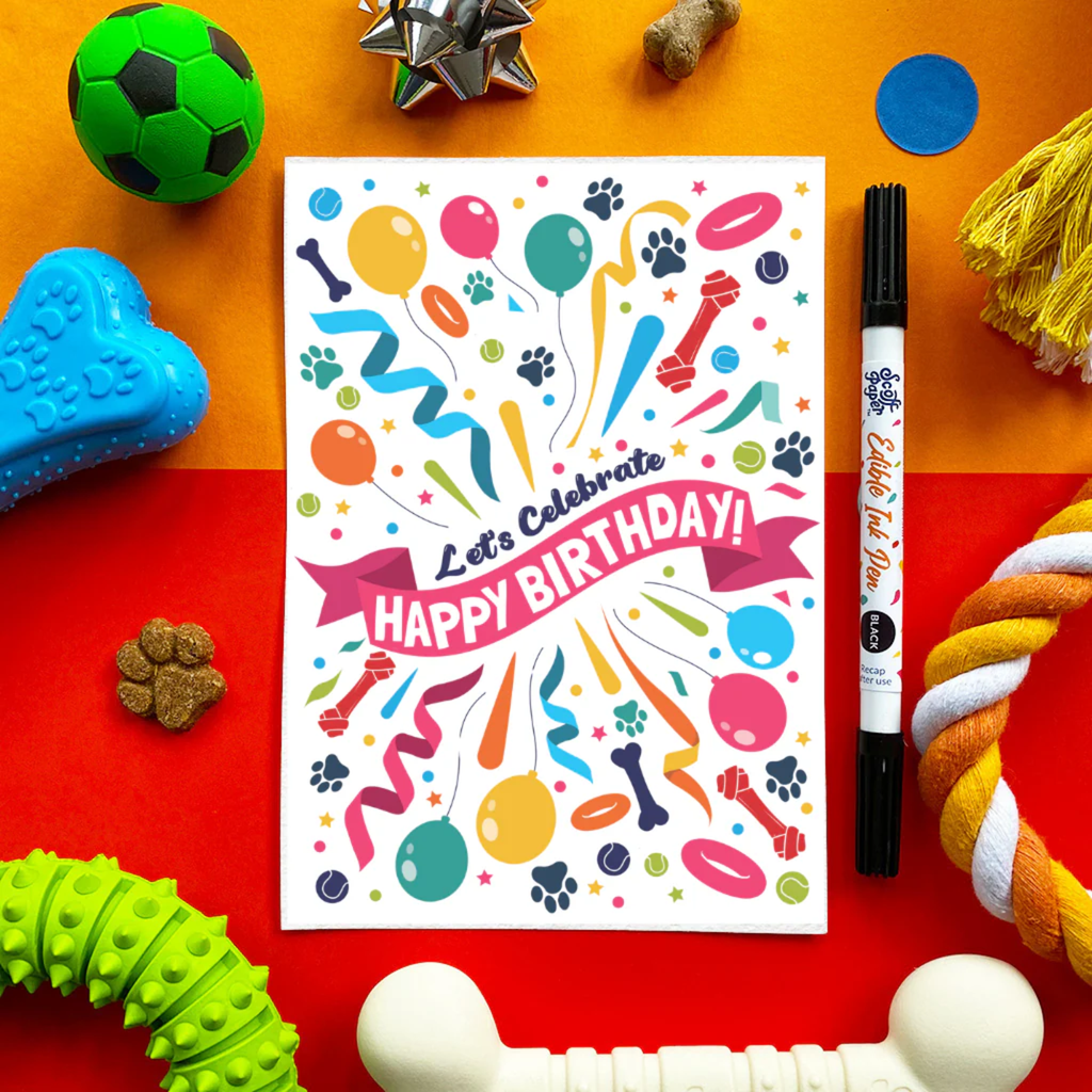 Scoff Paper Happy Birthday Lets Celebrate Edible Card