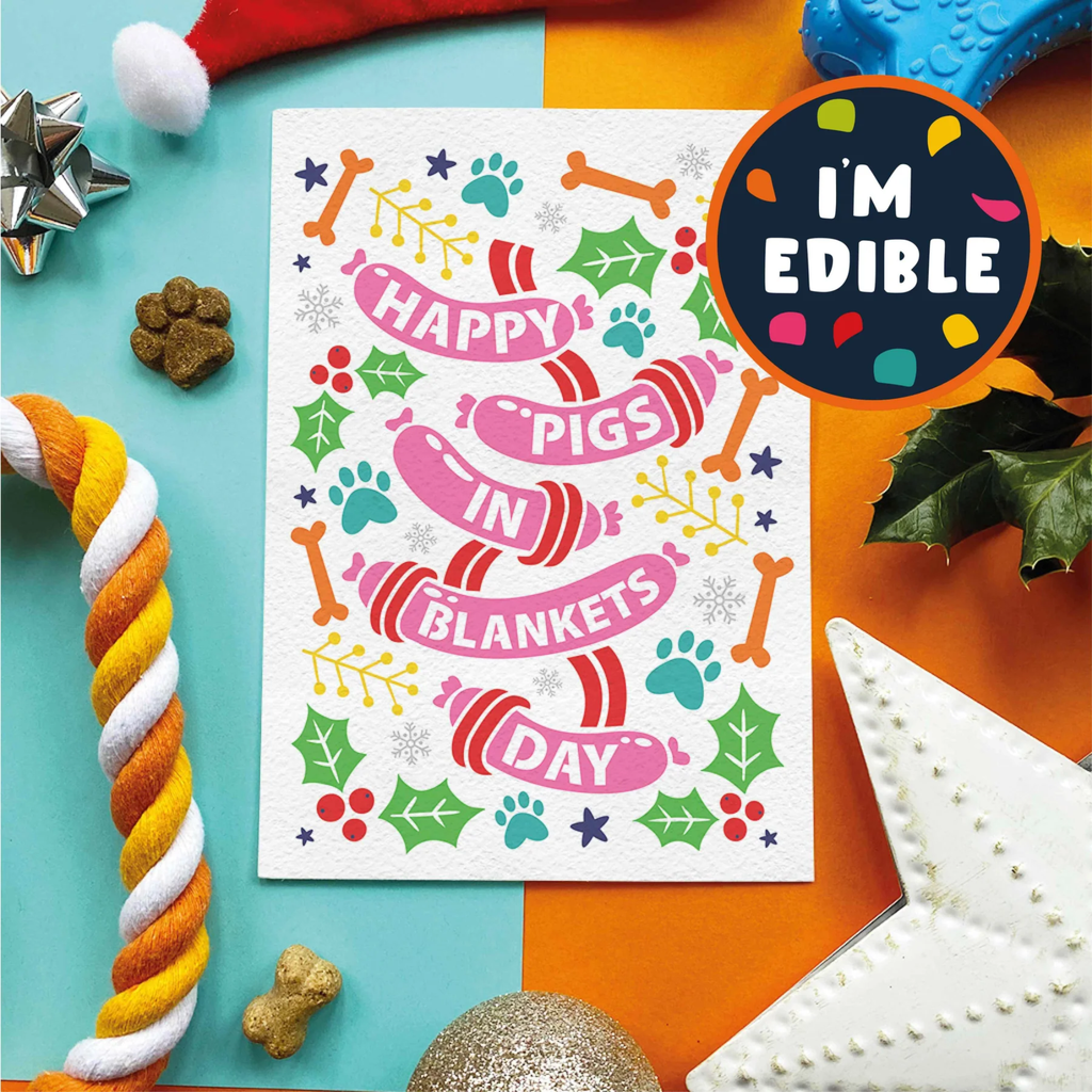 Scoff Paper Happy Pigs in Blankets Day Edible Card