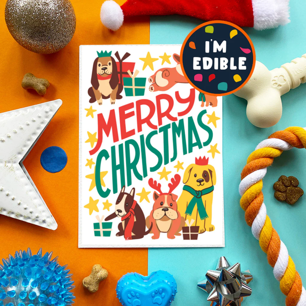 Scoff Paper Merry Christmas Chicken Flavoured Edible Card