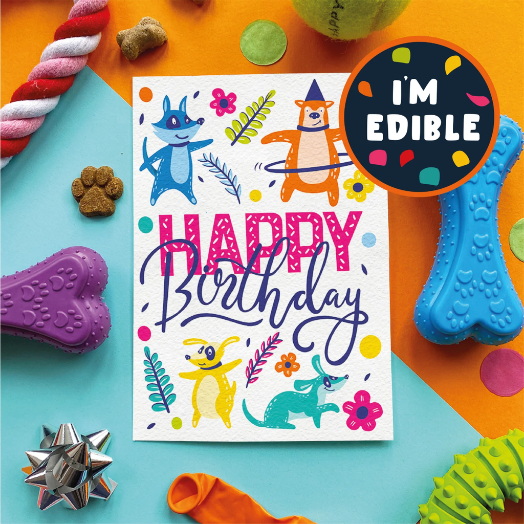 Scoff Paper Floral Happy Birthday Edible Card