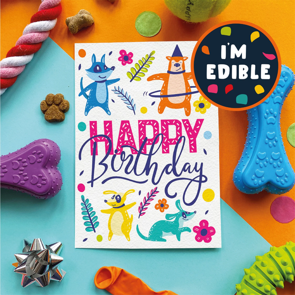 Scoff Paper Floral Happy Birthday Edible Card