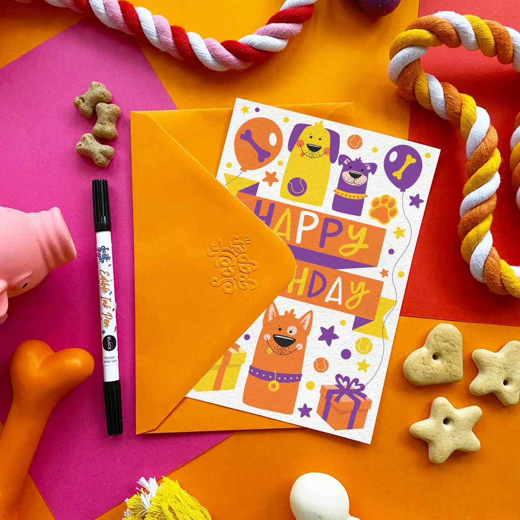 Scoff Paper Orange Happy Birthday Edible Card