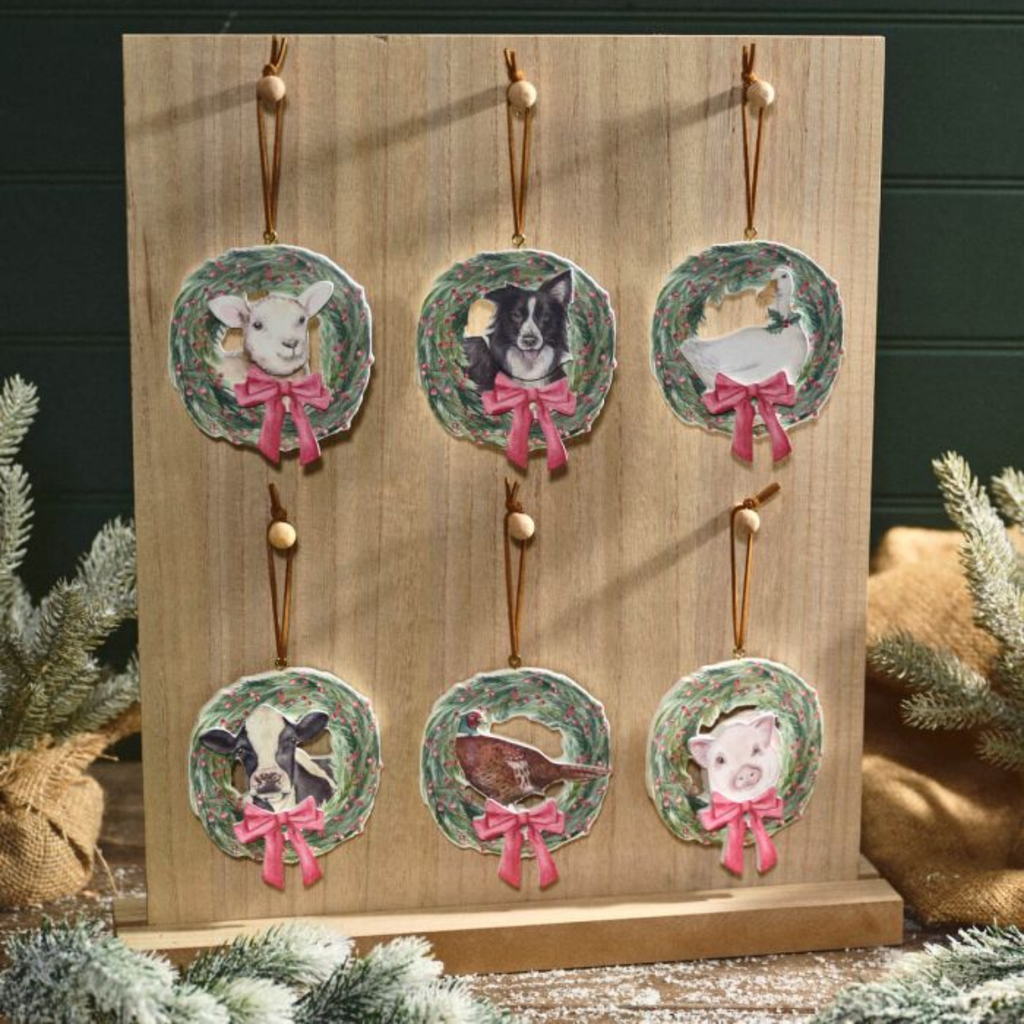 Langs Christmas on the Farm Wreath Hanger with 3D Animals - Assorted Designs