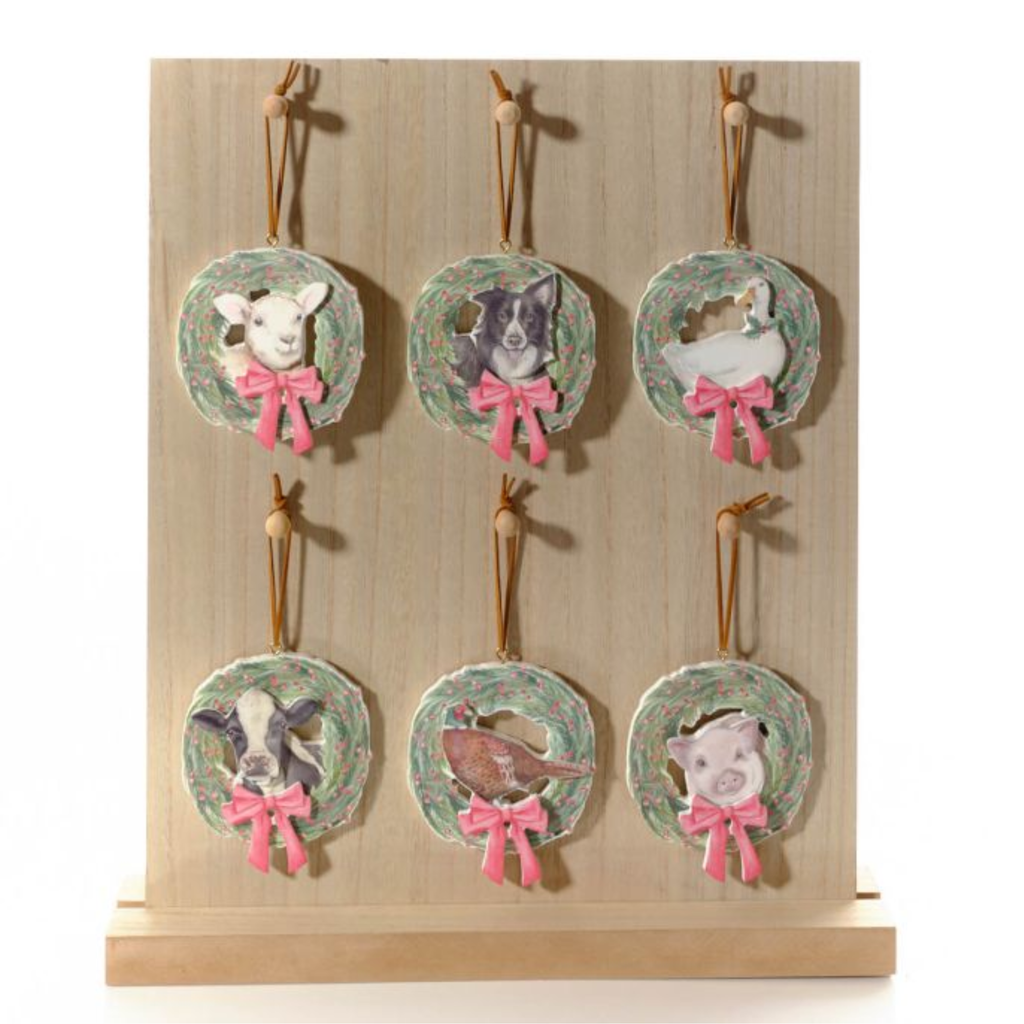 Langs Christmas on the Farm Wreath Hanger with 3D Animals - Assorted Designs