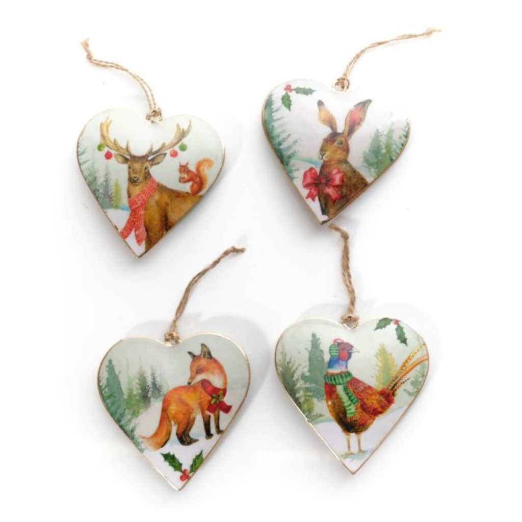 Langs Frosted Forest Metal Heart Animal Hanger - Assorted Designs