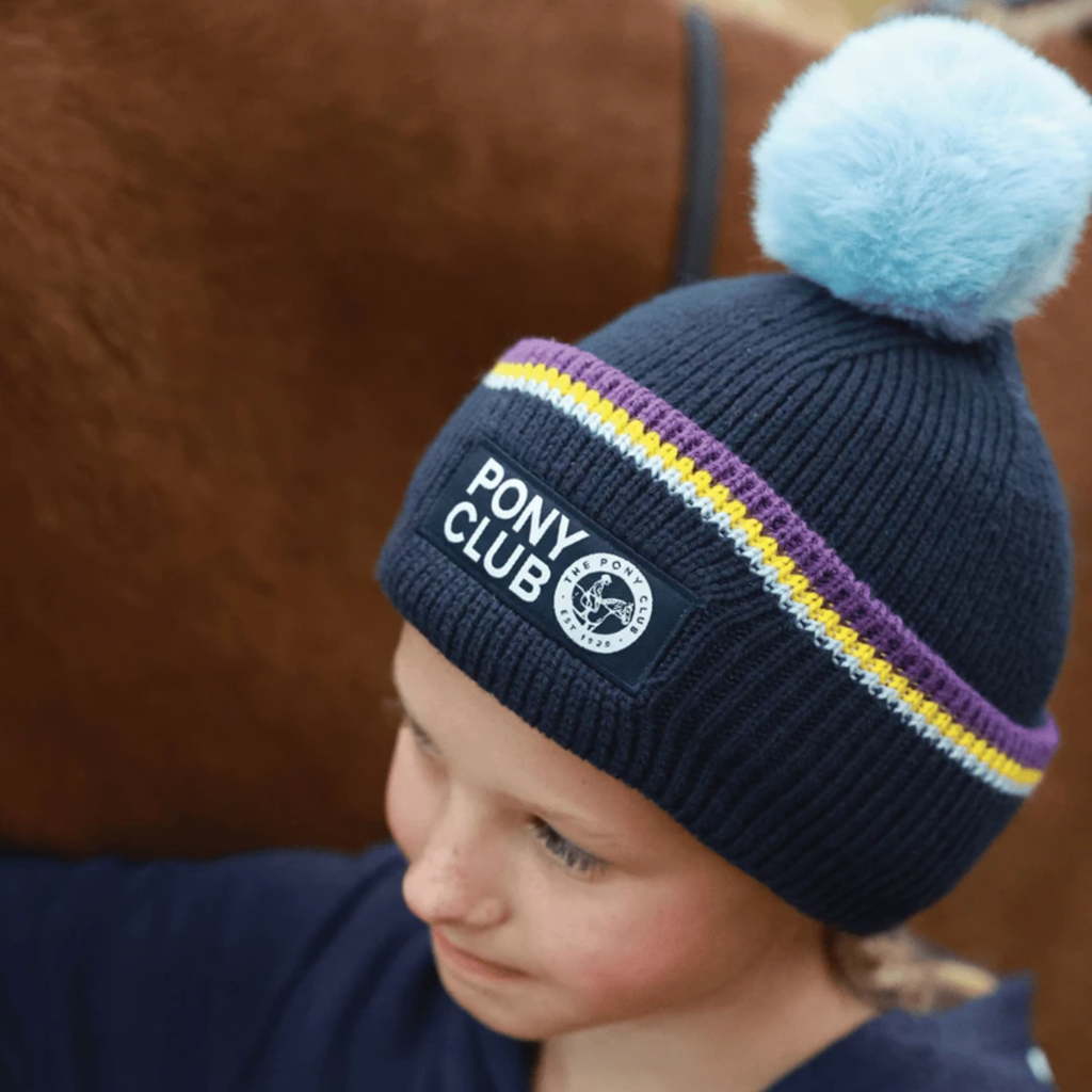 Official Junior Pony Club Recycled Knit Pom Hat - Navy