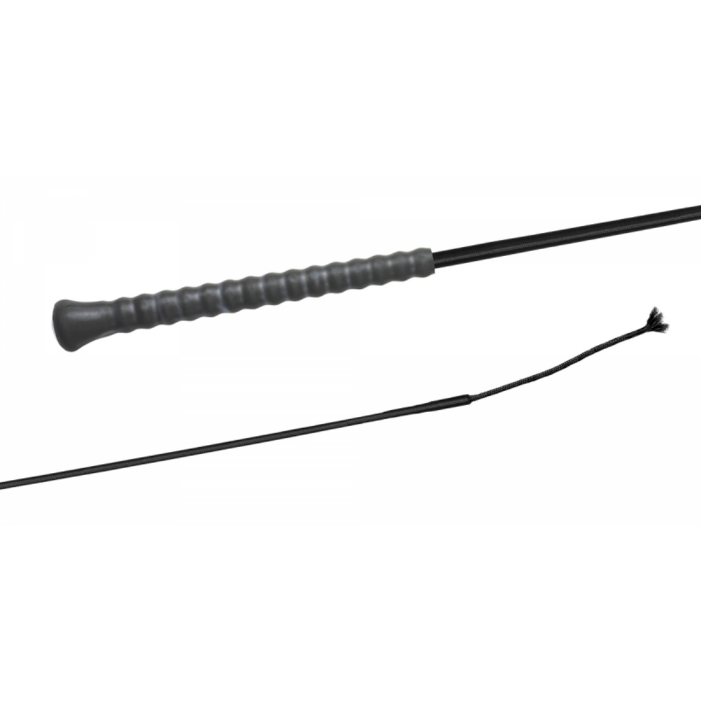 Fleck Dressage Nylon Rubber Handle Whip - Black