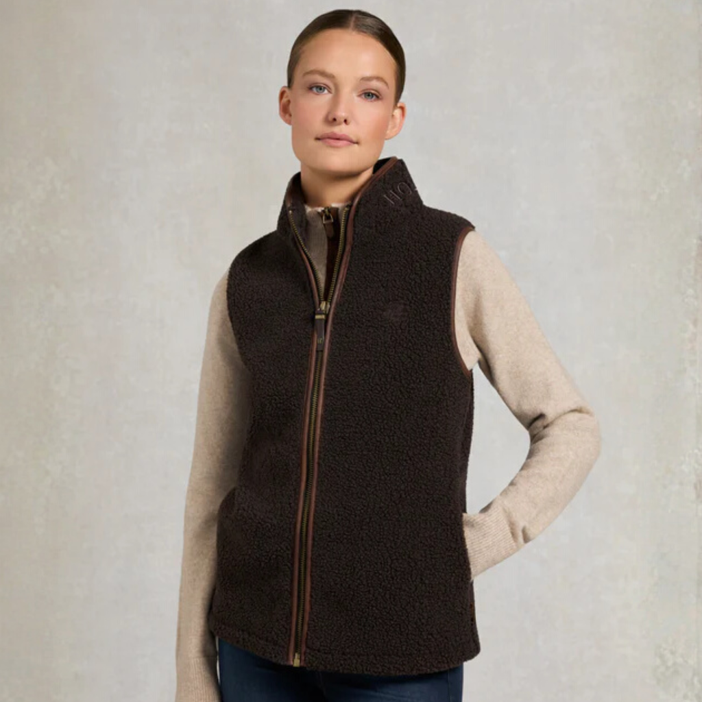 Holland Cooper Country Fleece Gilet - Chocolate Borg