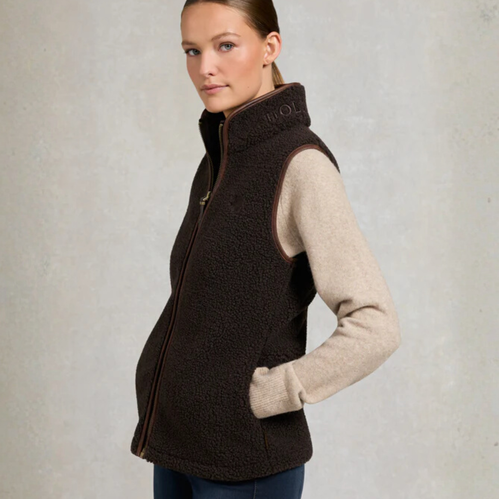 Holland Cooper Country Fleece Gilet - Chocolate Borg