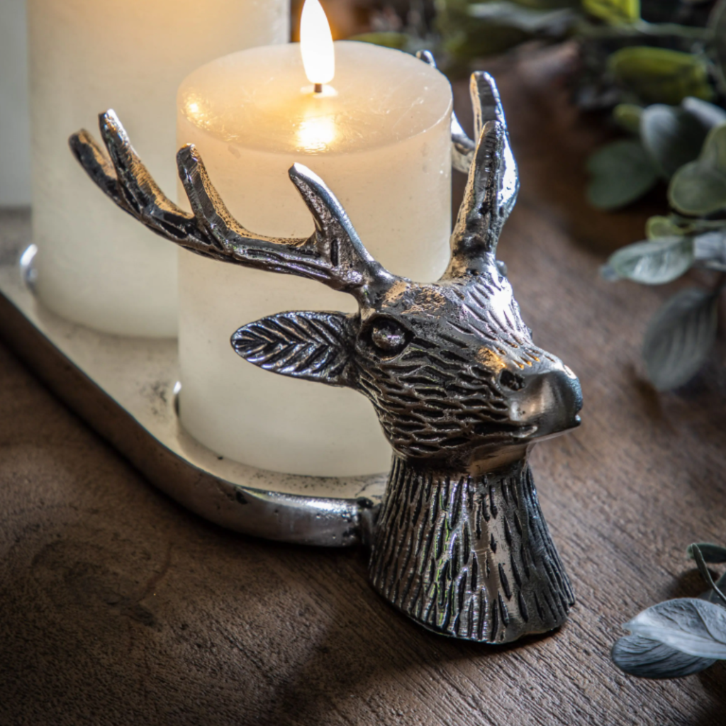 Gallery Direct Stag Candleholder - Aluminium