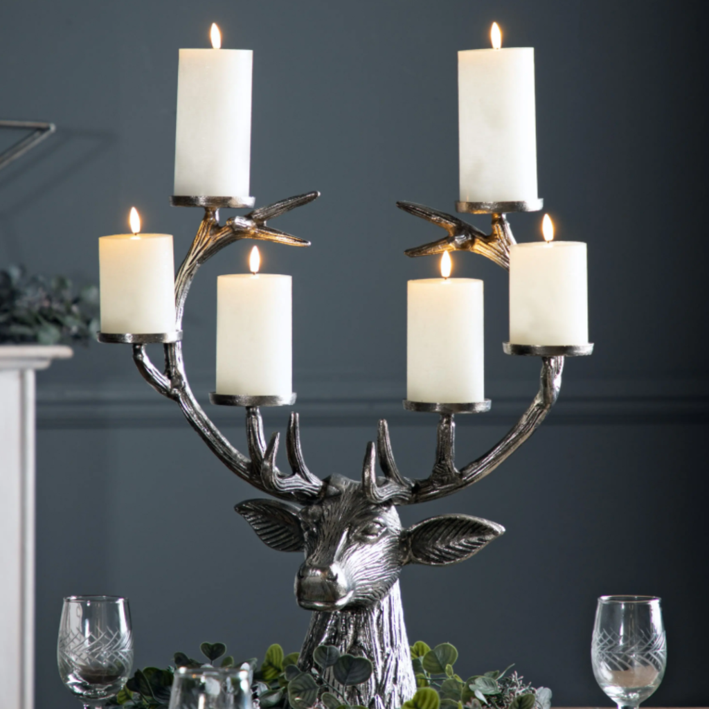 Gallery Direct Stag Candelabra - Aluminium