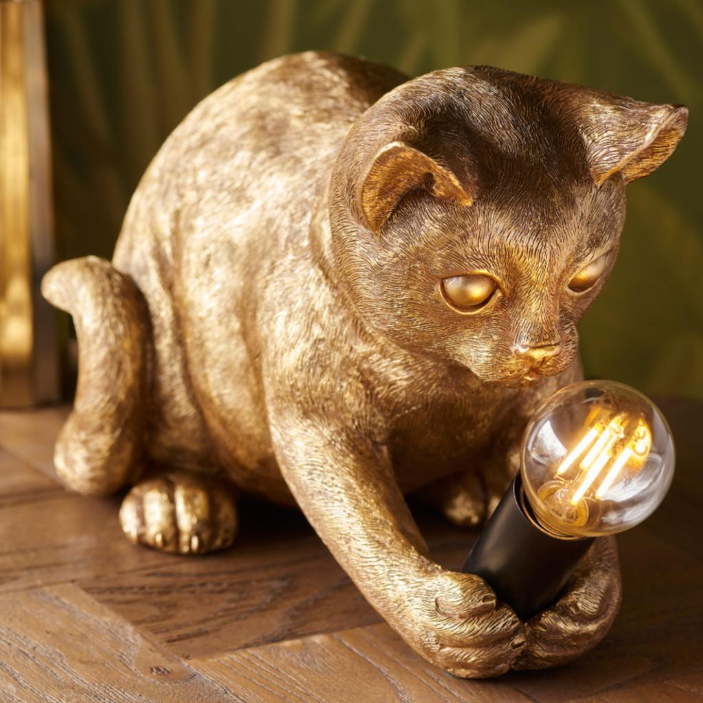 Gallery Direct Kitten Table Lamp - Vintage Gold