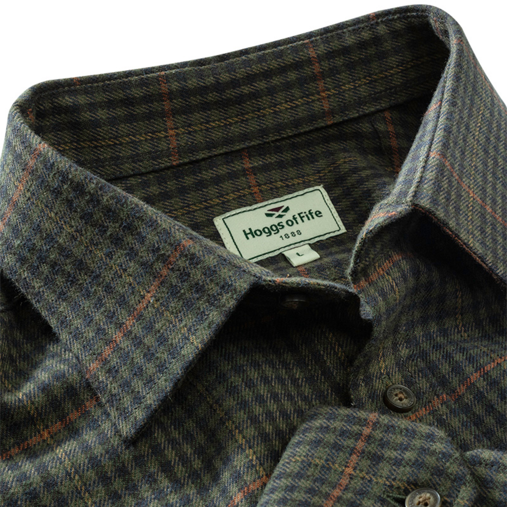 Hoggs of Fife Harris Cotton and Twill Check Shirt - Green