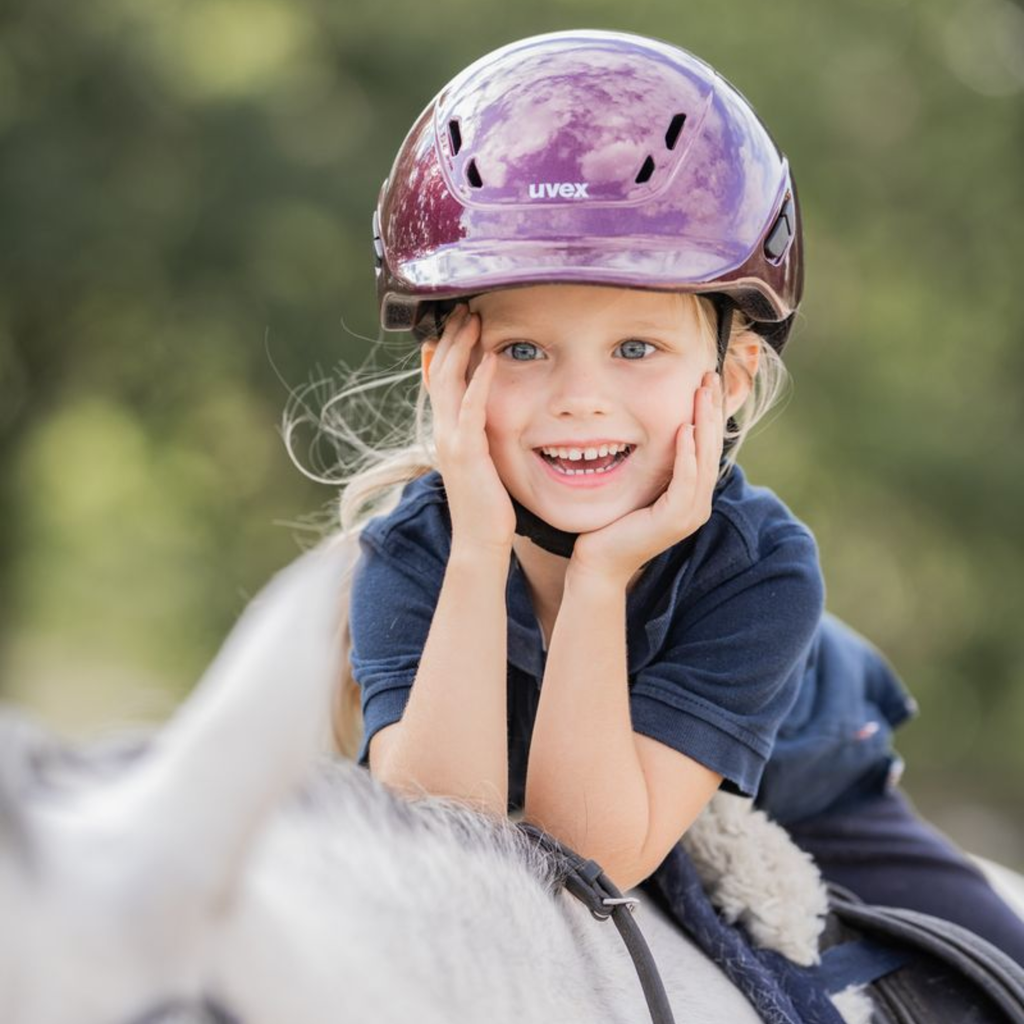 Uvex Kidoxx Riding Helmet - Flower Burgundy Shiny