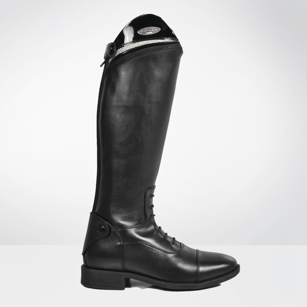 Brogini Como Piccino Childs Stretch Riding Boot - Patent Stripe