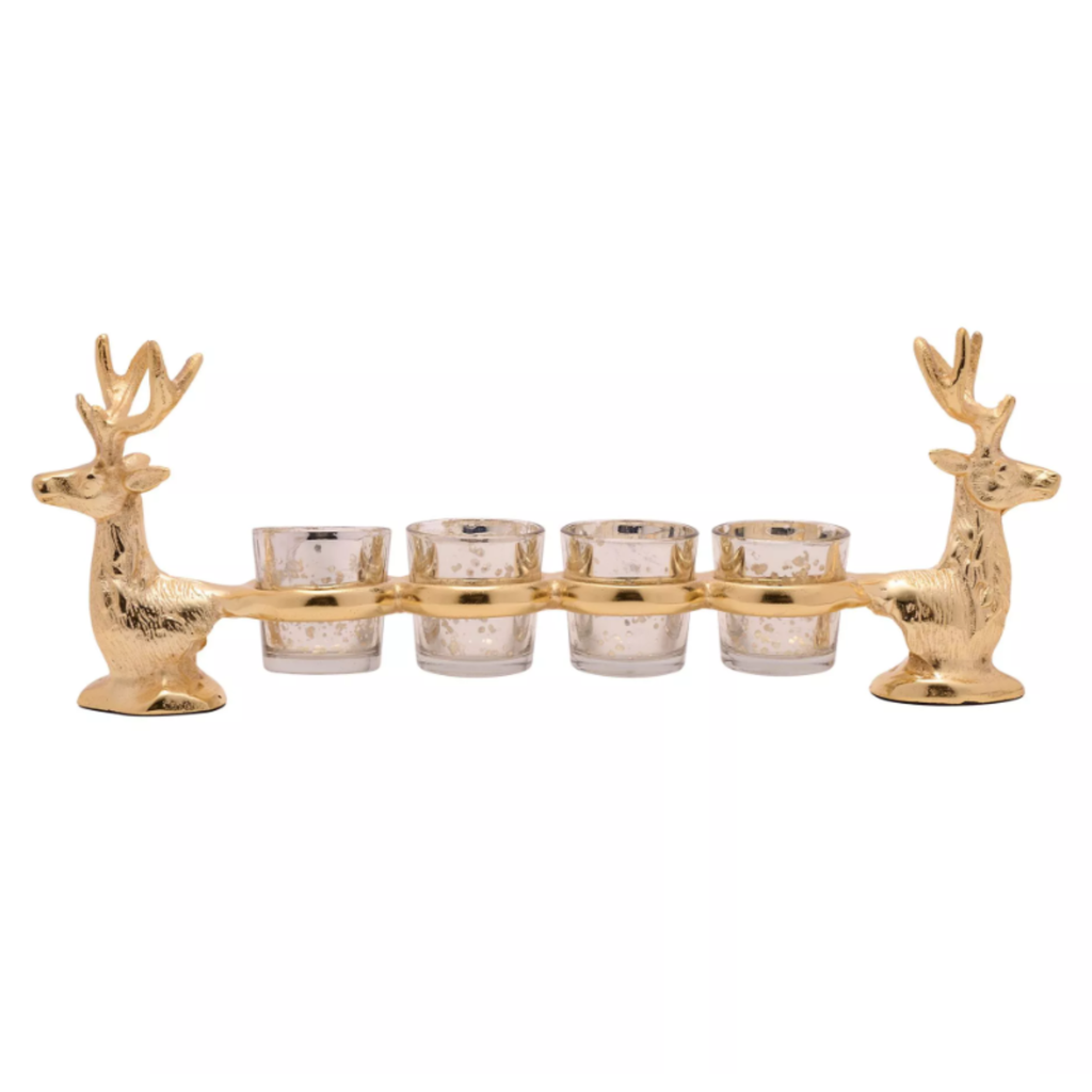 Gold Metal Stag and Tealight Holder