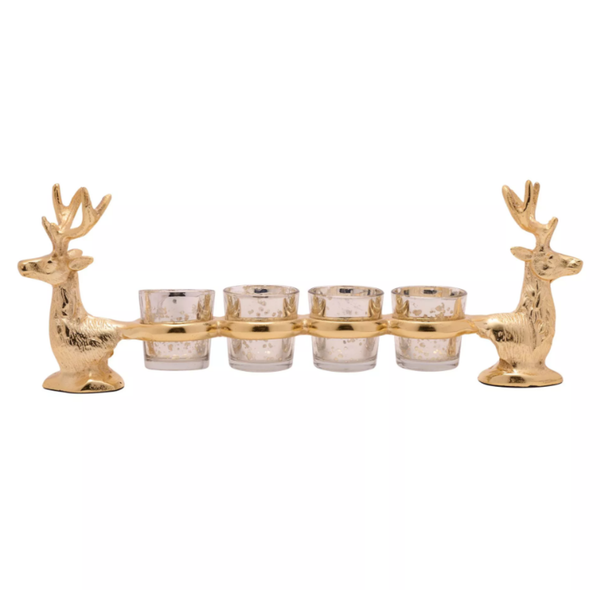 Gold Metal Stag and Tealight Holder