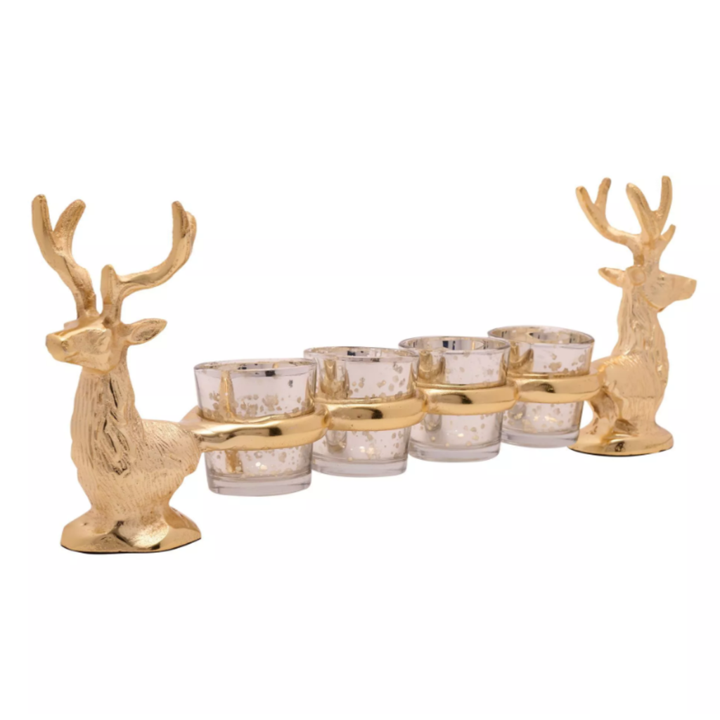 Gold Metal Stag and Tealight Holder