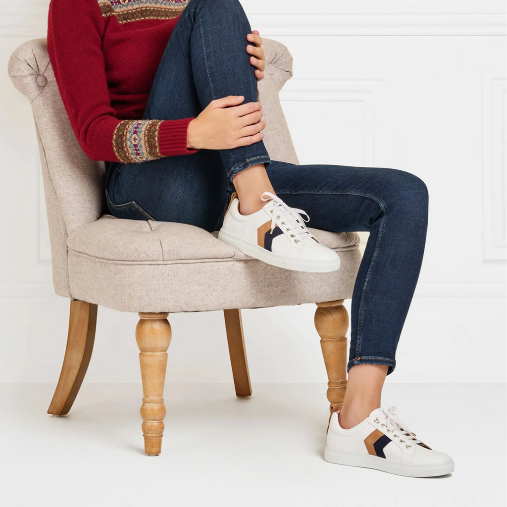 Fairfax and Favor Alexandra Trainer - White/Tan/Navy