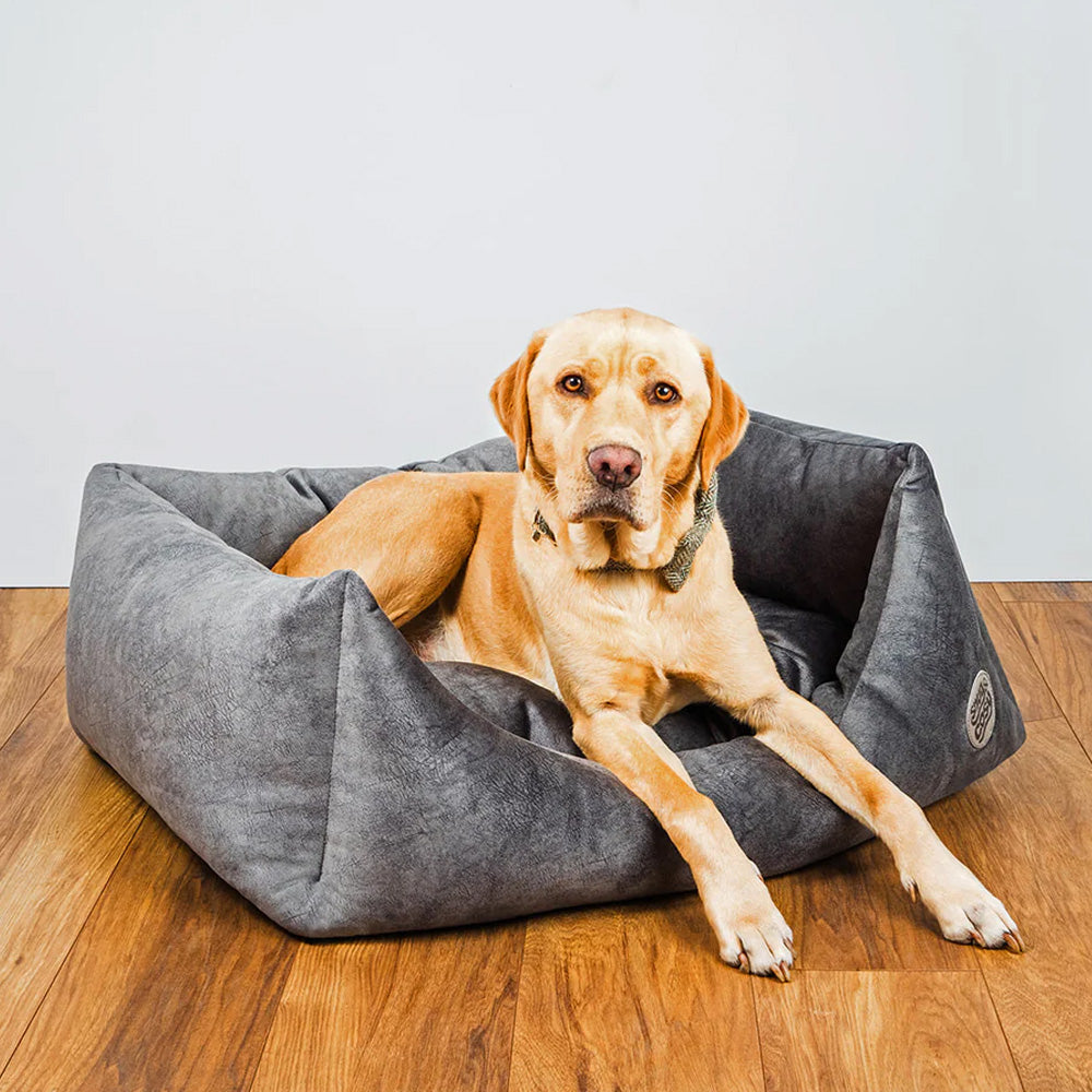 Snug and Cosy Velour Rectangle Bed - Grey
