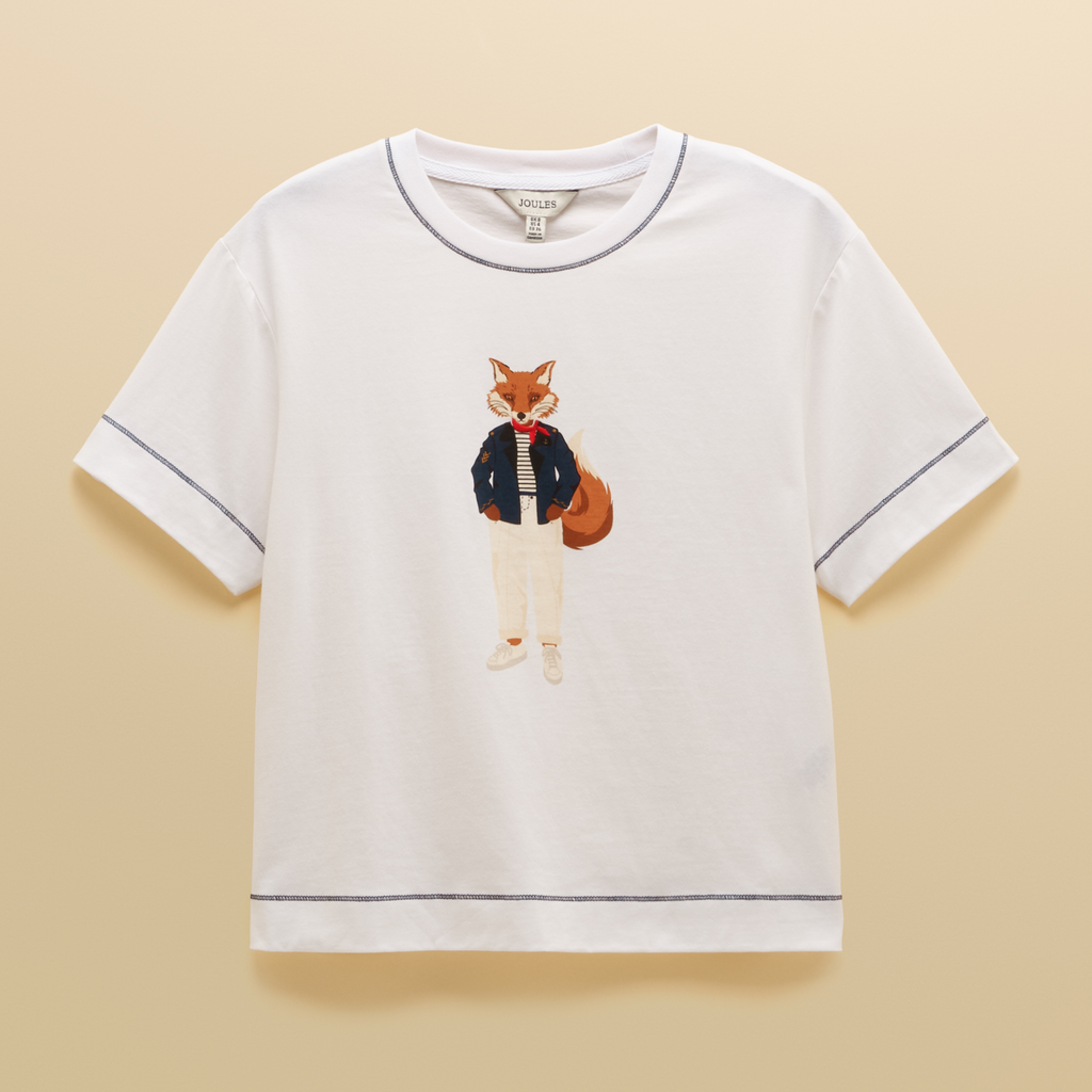 Joules Ladies Graphic Tee Jonty White