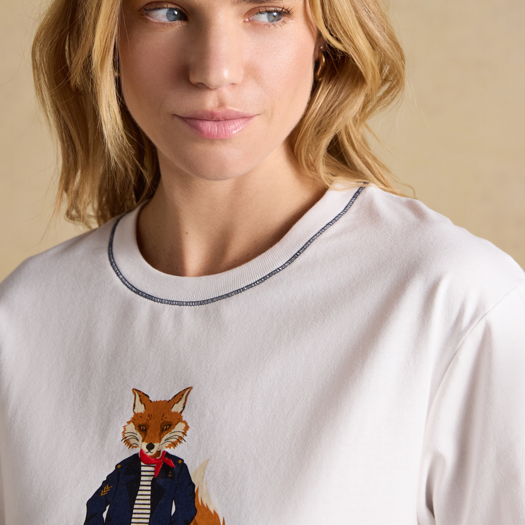 Joules Ladies Graphic Tee Jonty White