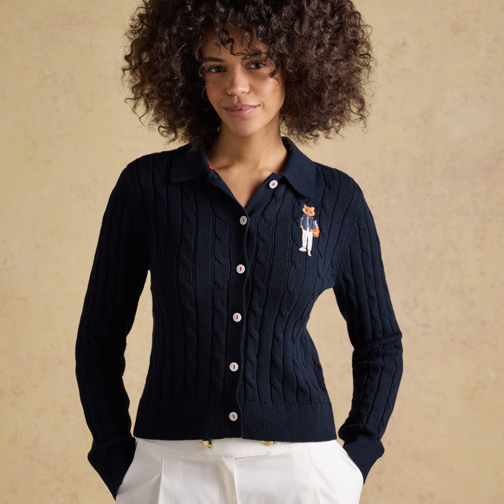Joules Ladies Collared Cardigan Navy