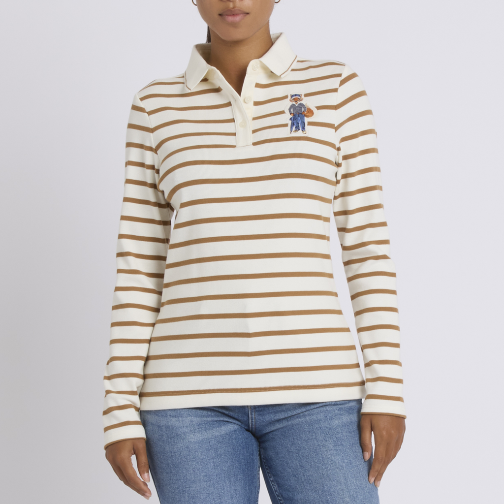Joules Ladies Fairfield Jonty Tee - Tan Stripe