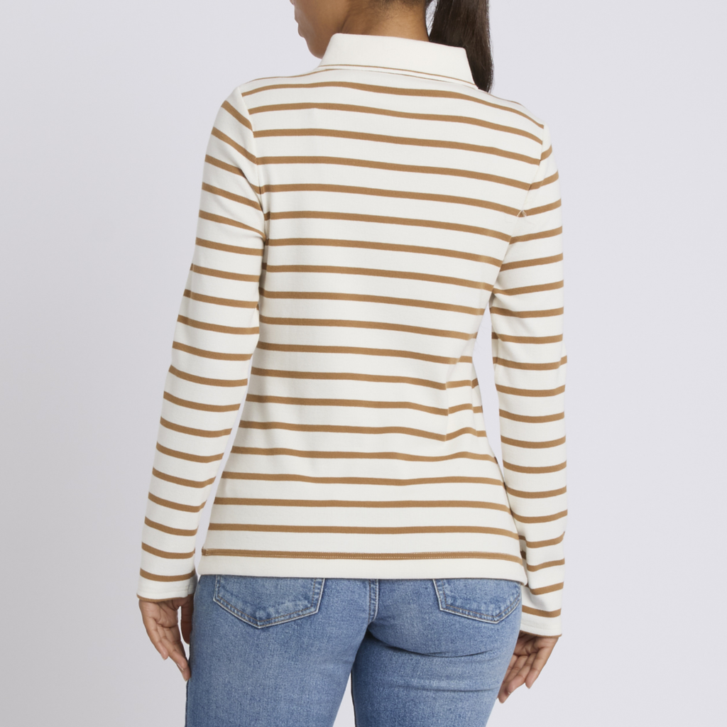 Joules Ladies Fairfield Jonty Tee - Tan Stripe