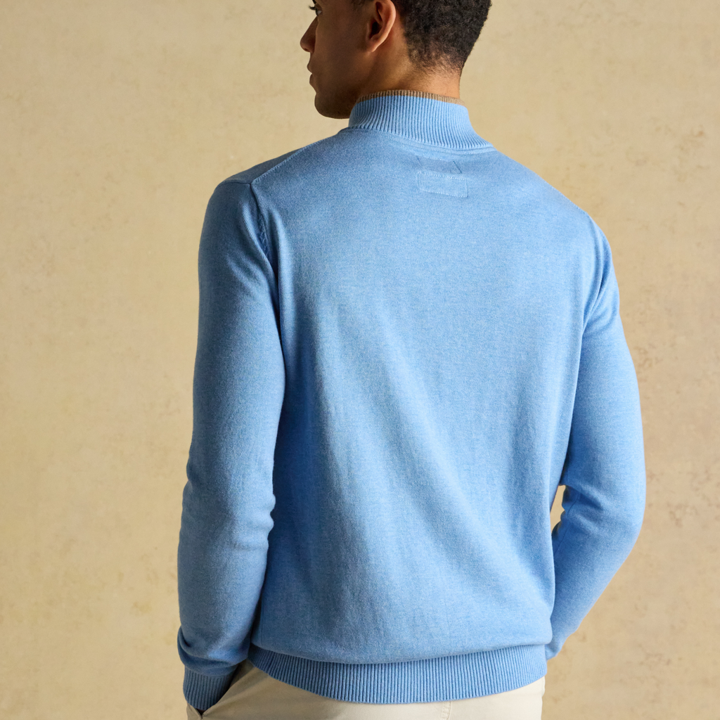 Joules Mens Hillside 1/4 Zip Light Blue