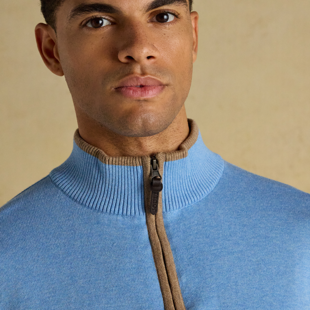 Joules Mens Hillside 1/4 Zip Light Blue