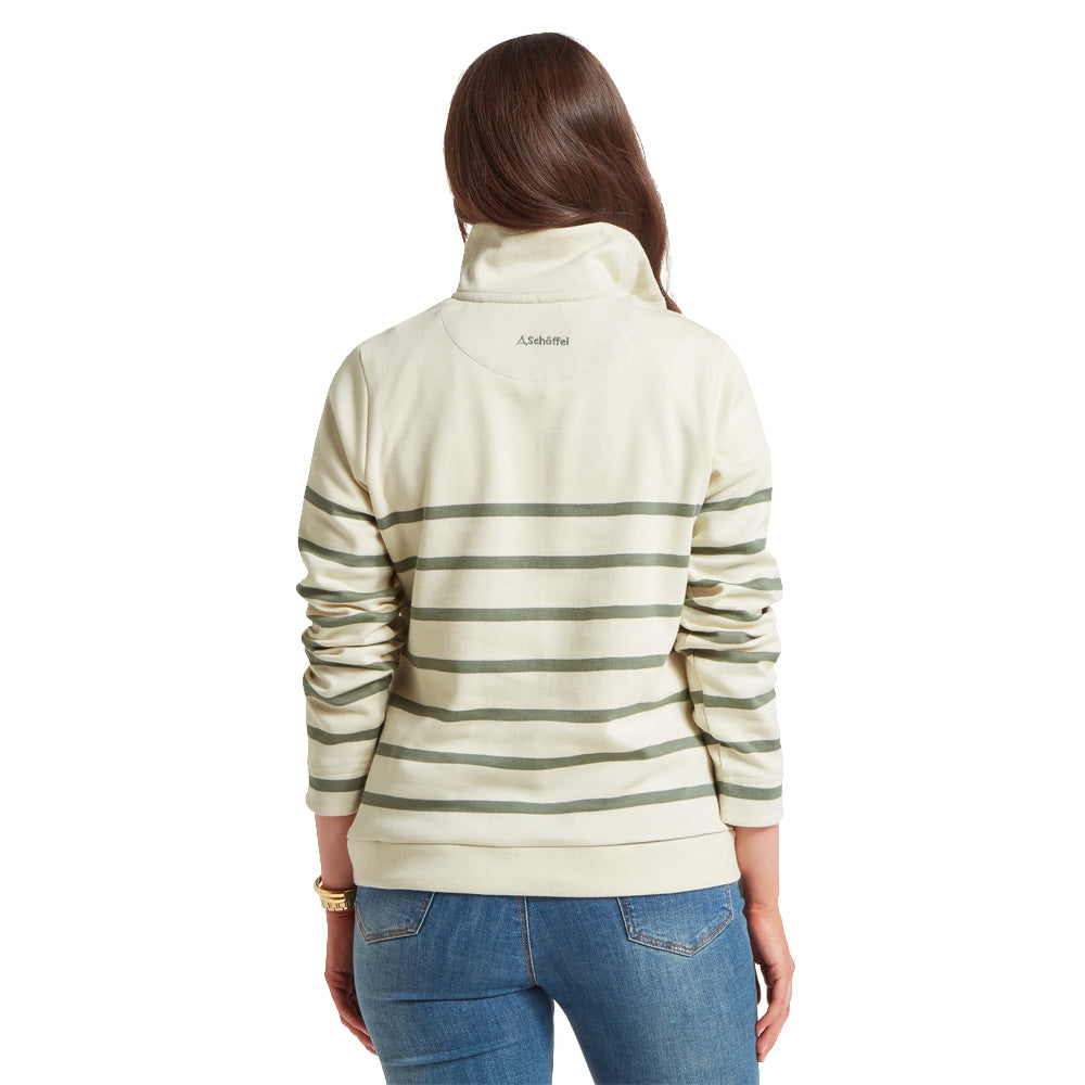 Schoffel Ladies Sandown Sweatshirt - Pale Stone/Agave Green Stripe