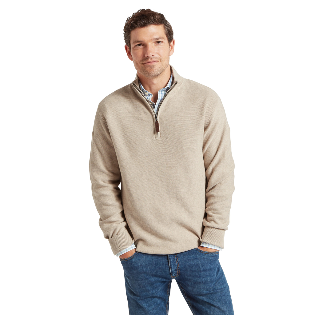 Schoffel Mens Porthleven 1/4 Zip - Oat