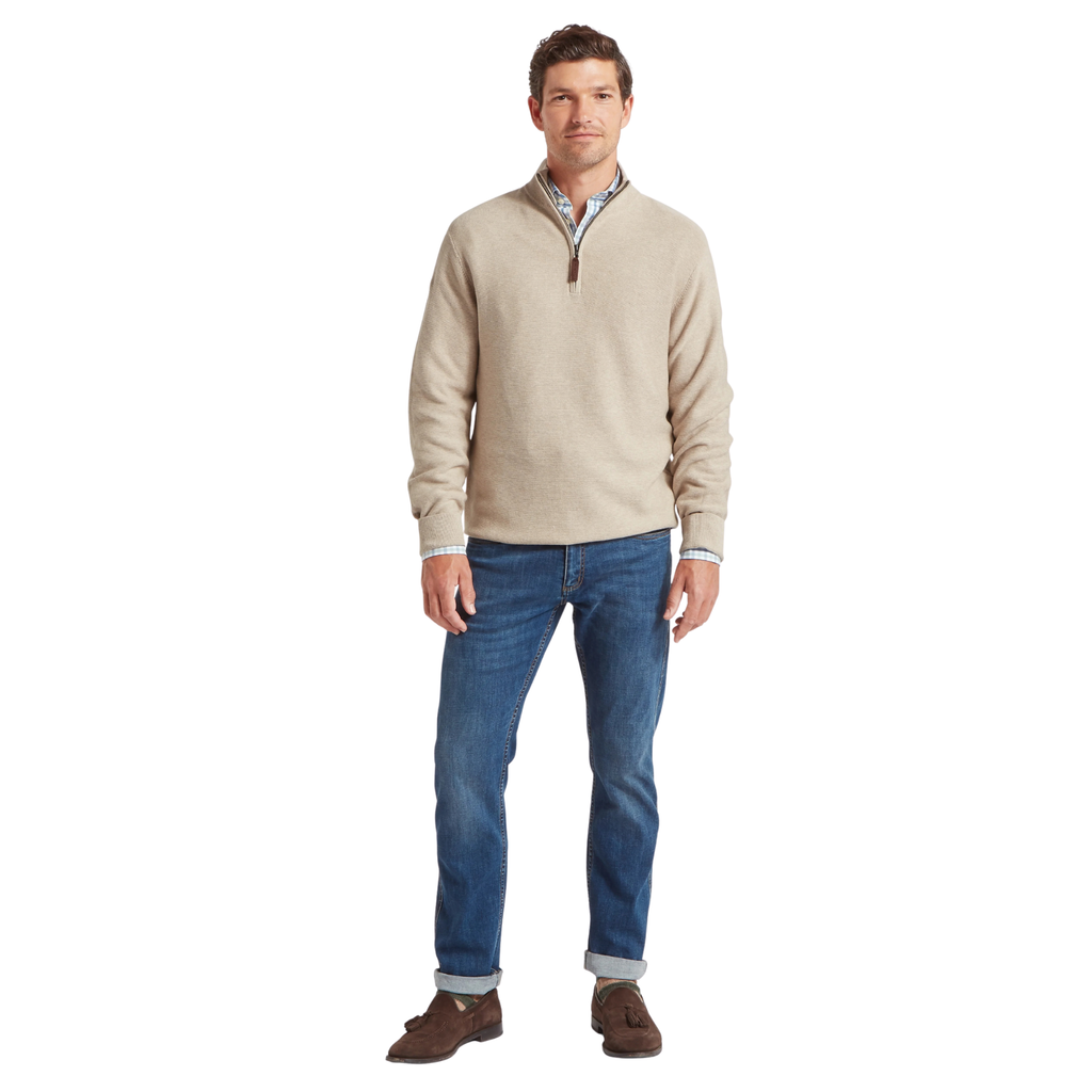 Schoffel Mens Porthleven 1/4 Zip - Oat