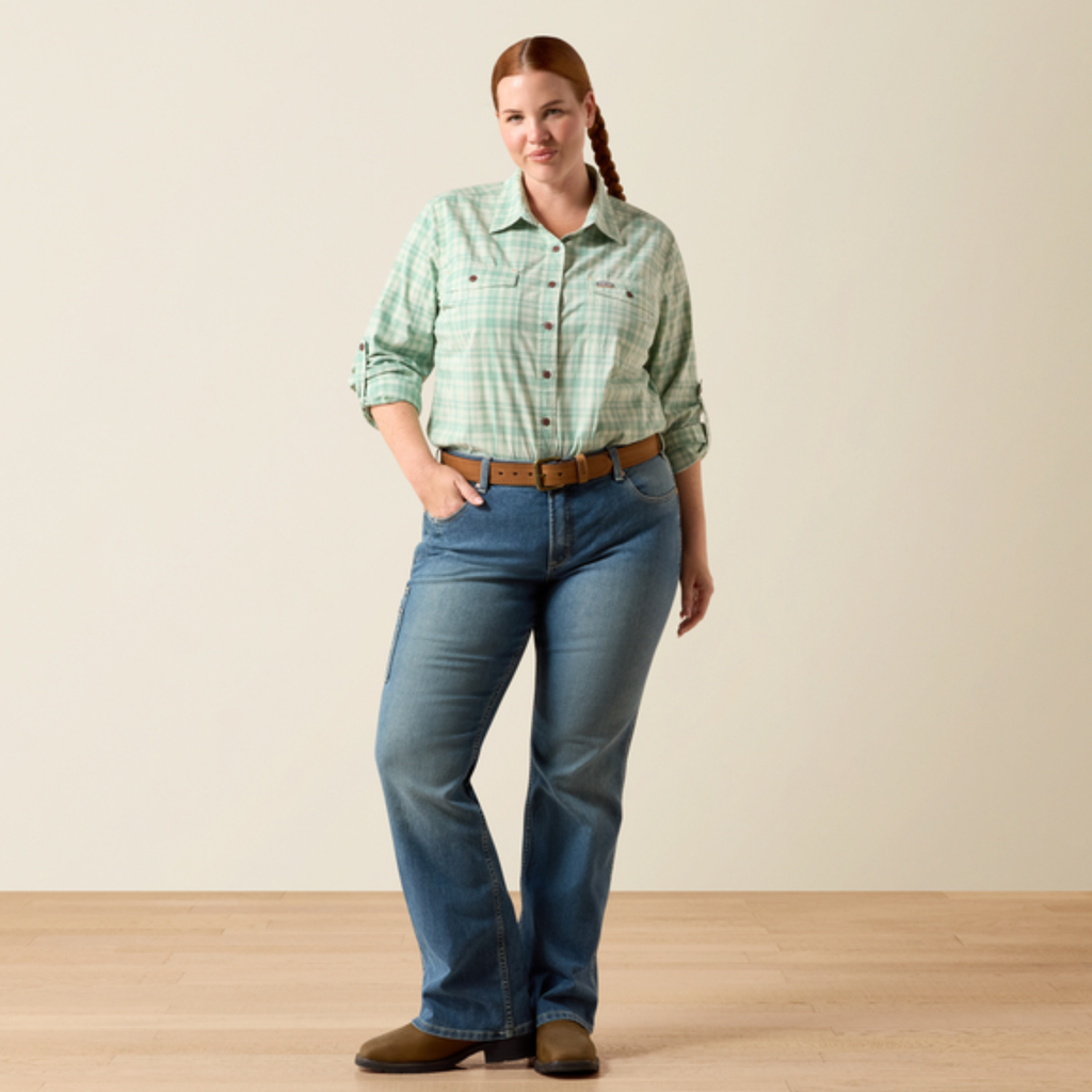 Ariat Ladies Made Tough Durastretch Work Shirt - Clearly Aqua