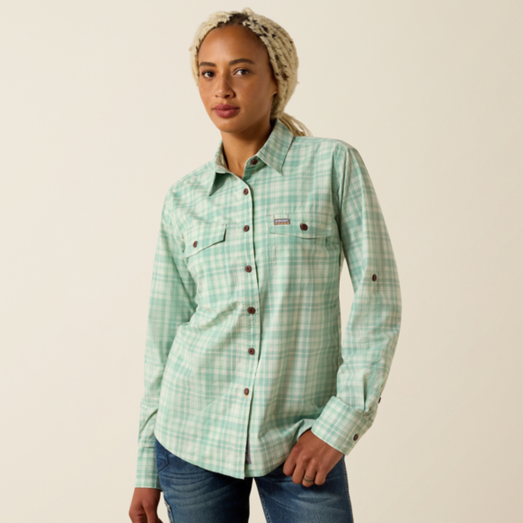 Ariat Ladies Made Tough Durastretch Work Shirt - Clearly Aqua