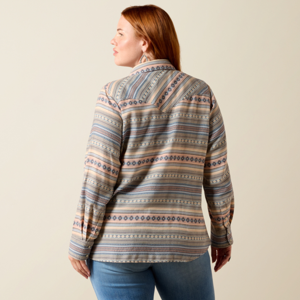 Ariat Ladies Arizona Western Snap Shirt - Ombre Blue Southwest