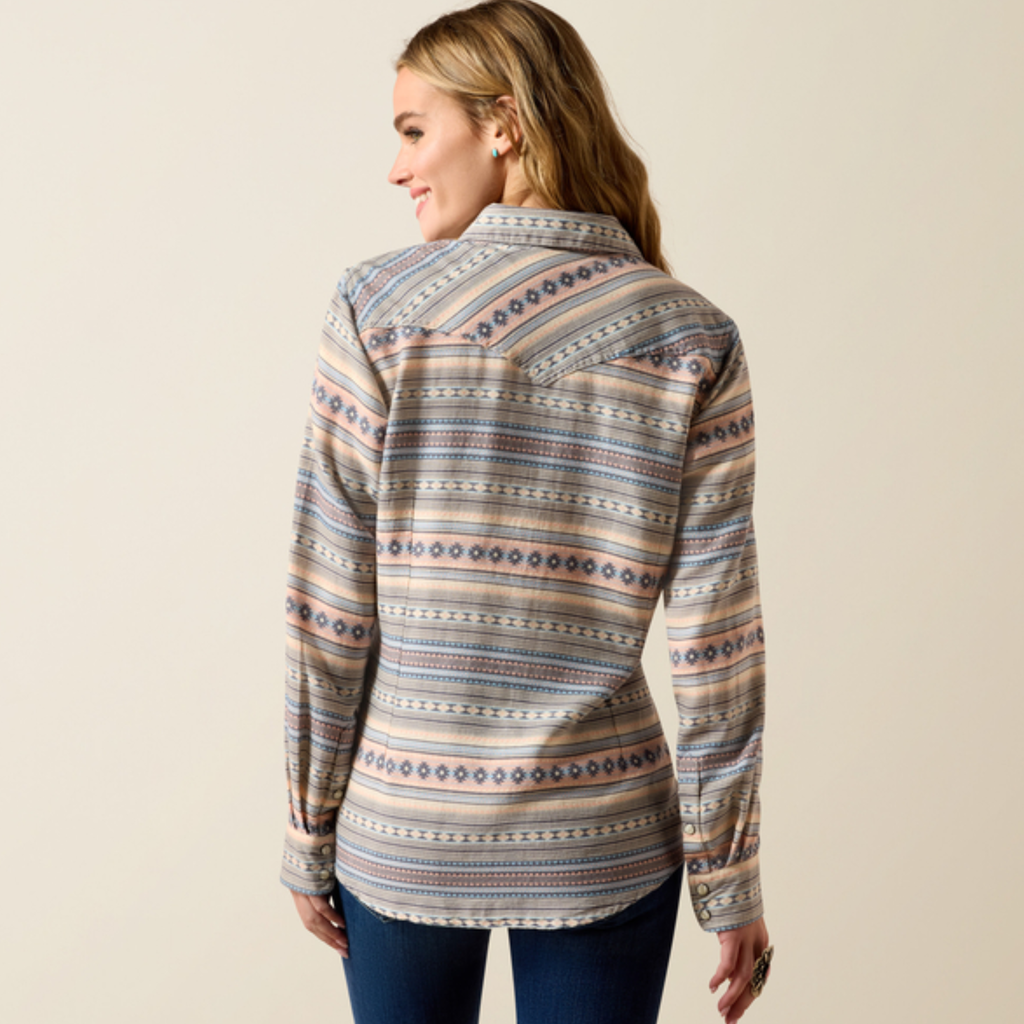 Ariat Ladies Arizona Western Snap Shirt - Ombre Blue Southwest
