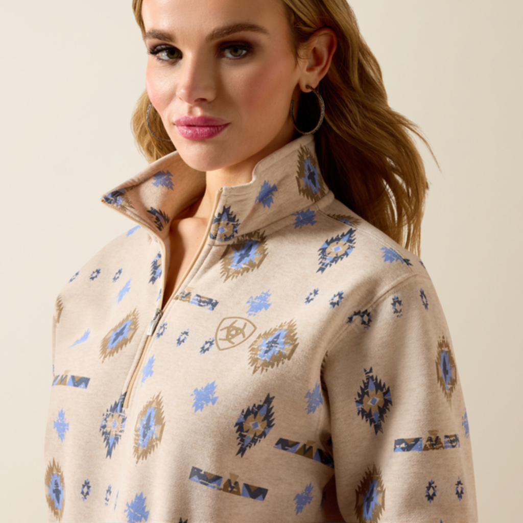 Ariat Ladies Sapphire 1/2 Zip Sweatshirt - Oatmeal Heather