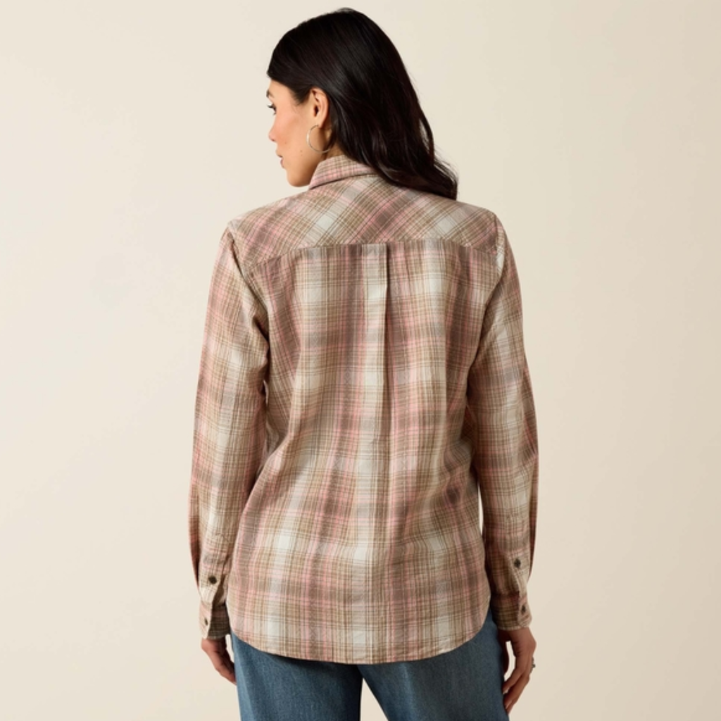 Ariat Ladies Billie Jean Shirt - White Pepper Coral Plaid