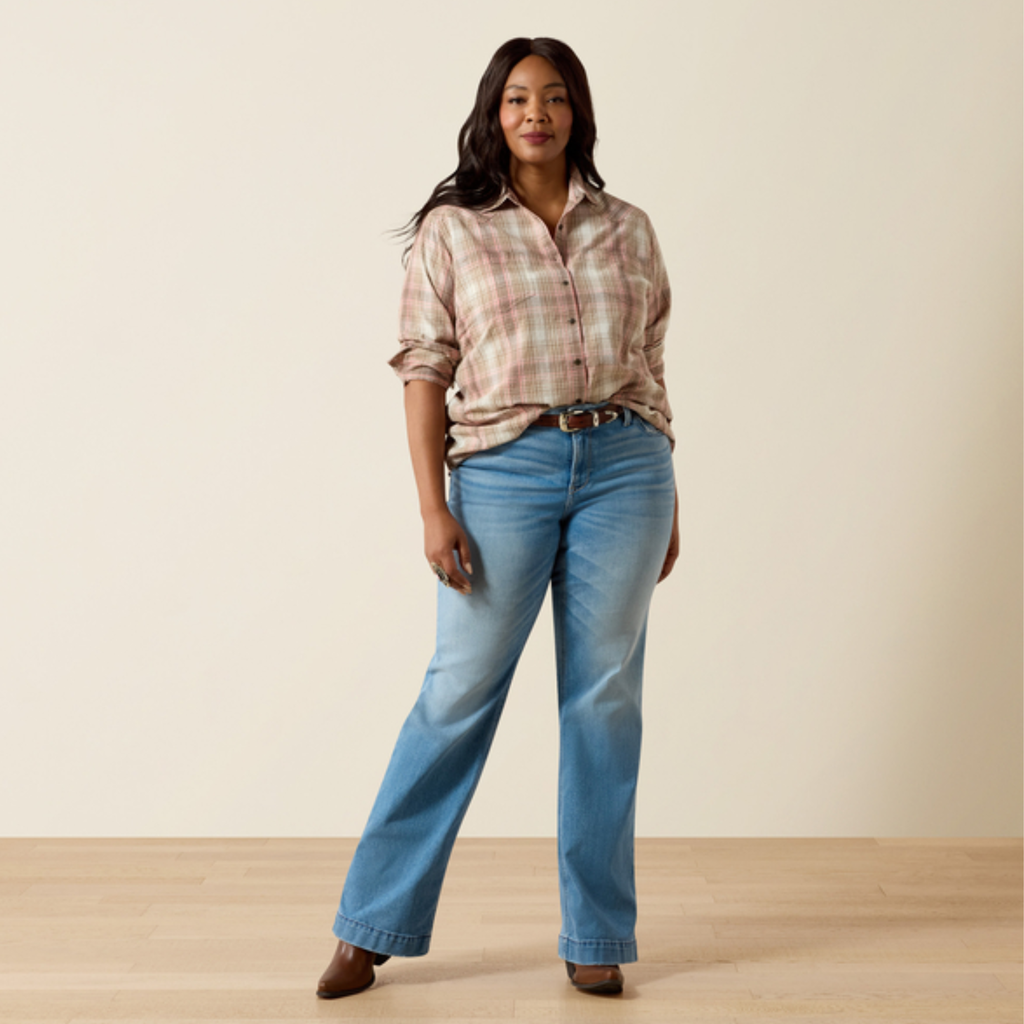 Ariat Ladies Billie Jean Shirt - White Pepper Coral Plaid