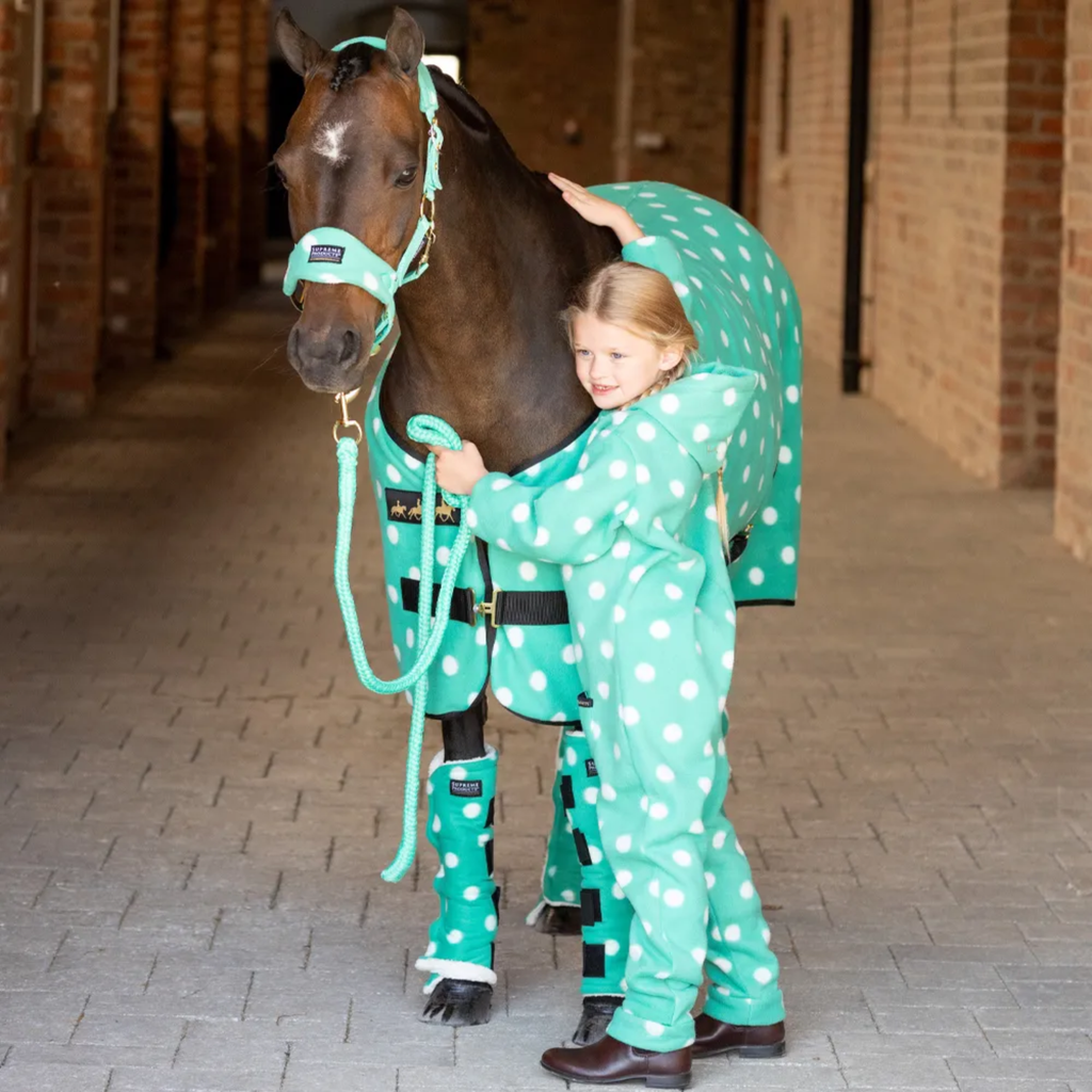 Supreme Products Dotty Fleece Head Collar and Lead Rope - Gorgeous Green