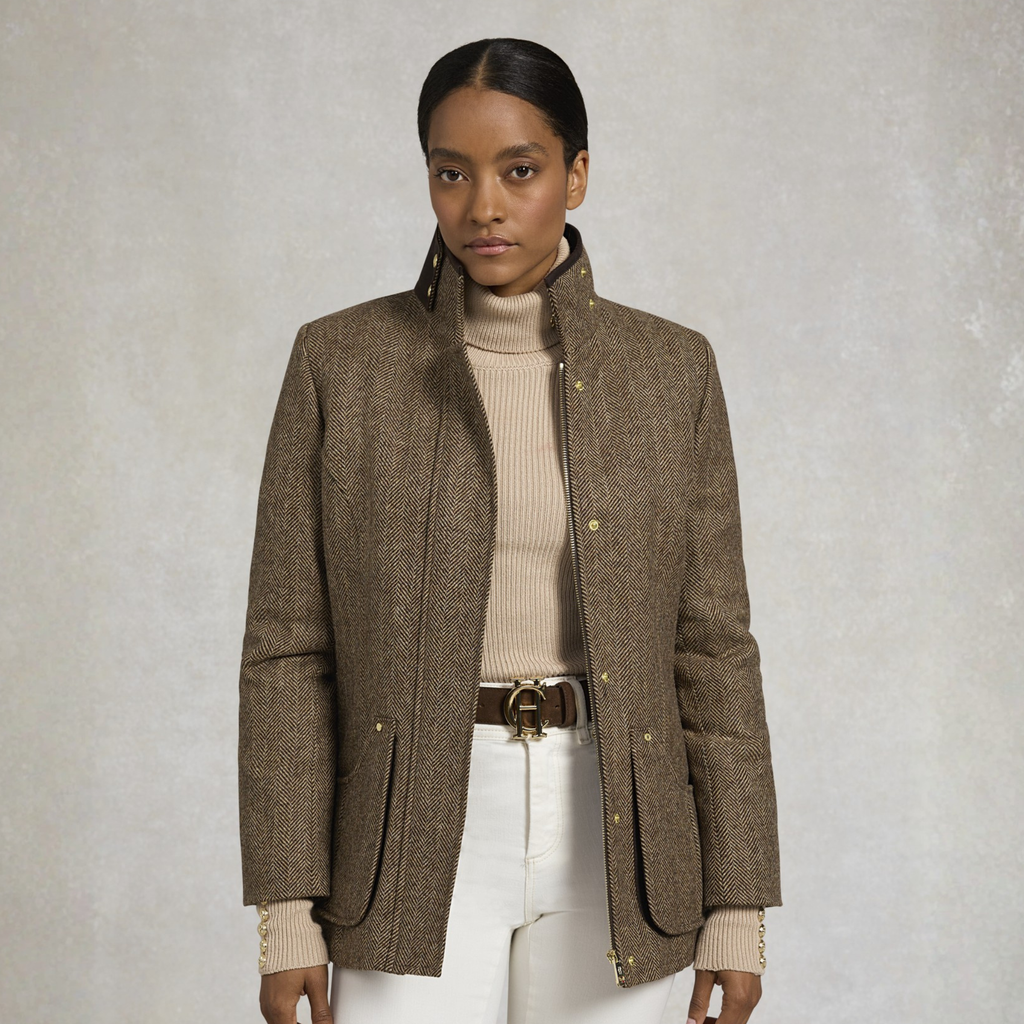 Holland Cooper Ladies Country Classic Jacket - Large Scale Brown Herringbone
