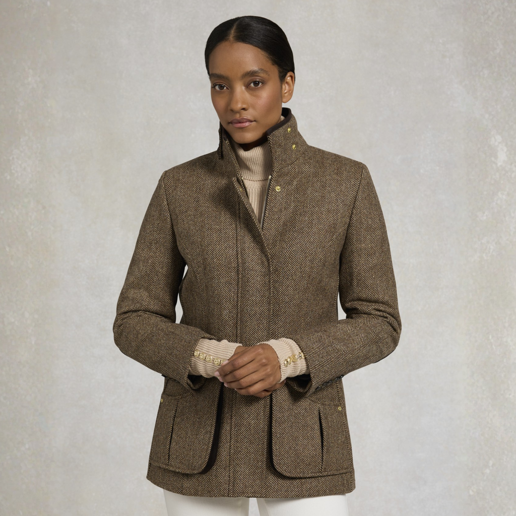 Holland Cooper Ladies Country Classic Jacket - Large Scale Brown Herringbone