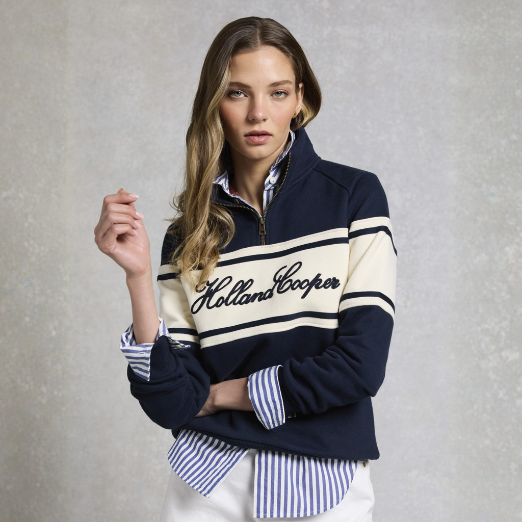 Holland Cooper Ladies Signature Quarter Zip Sweat - Ink Navy