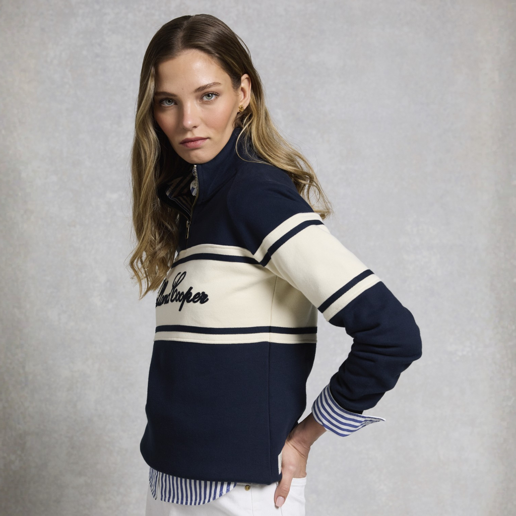 Holland Cooper Ladies Signature Quarter Zip Sweat - Ink Navy