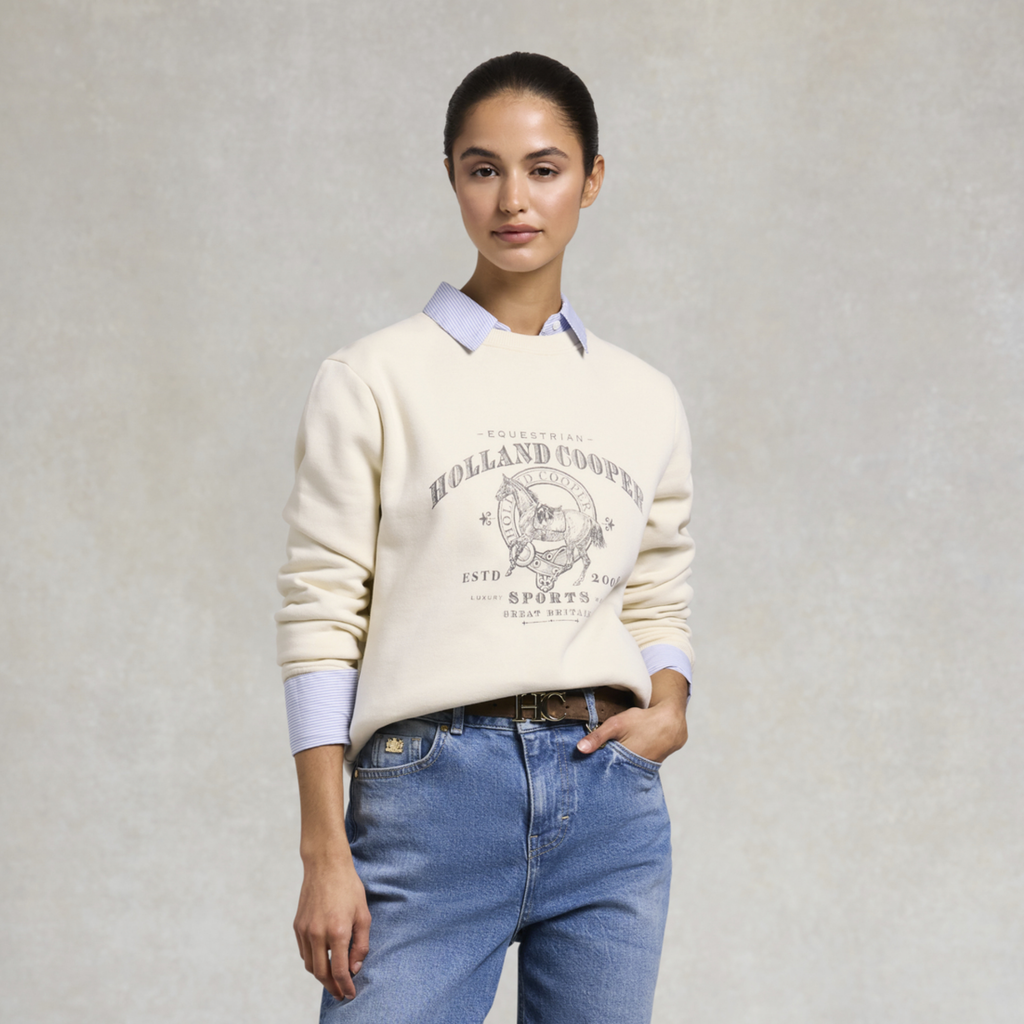 Holland Cooper Ladies Appaloosa Crew Neck Sweat - Ecru