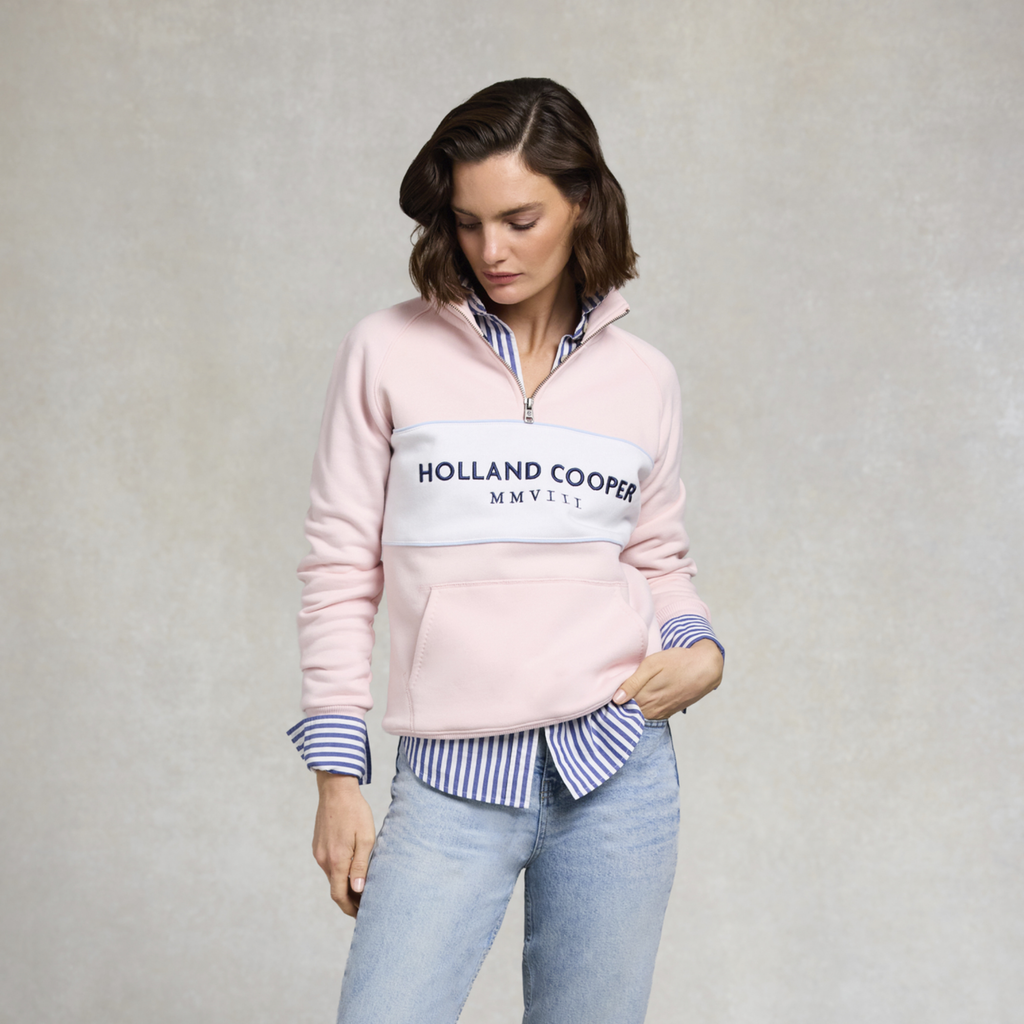 Holland Cooper Ladies Sporting Heritage Zip Henley - Pink