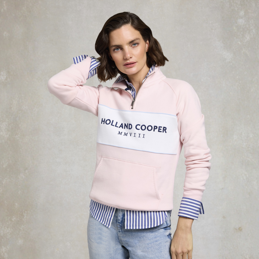 Holland Cooper Ladies Sporting Heritage Zip Henley - Pink
